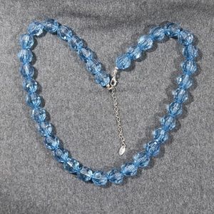 vintage costume jewelry GCM  blue beaded necklace
